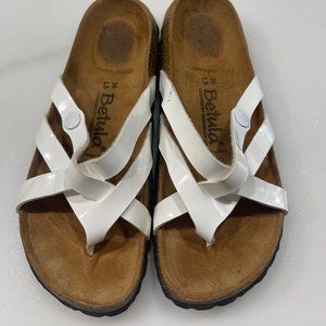 Birkenstock Betula Vinja White Criss Cross Slide Sandals